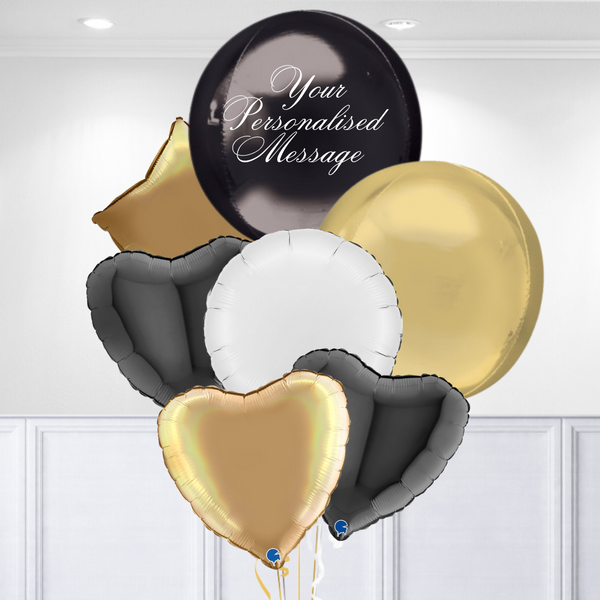 Premium Black & Gold Orb Balloon Bouquet