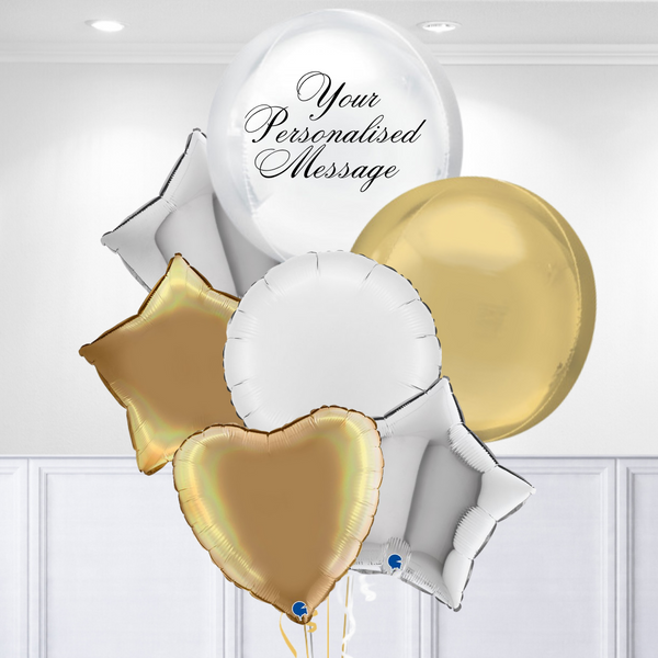Premium White & Gold Orb Balloon Bouquet