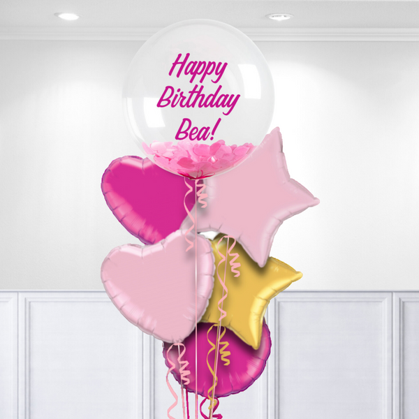 Personalised Pink Bubble Balloon Bunch