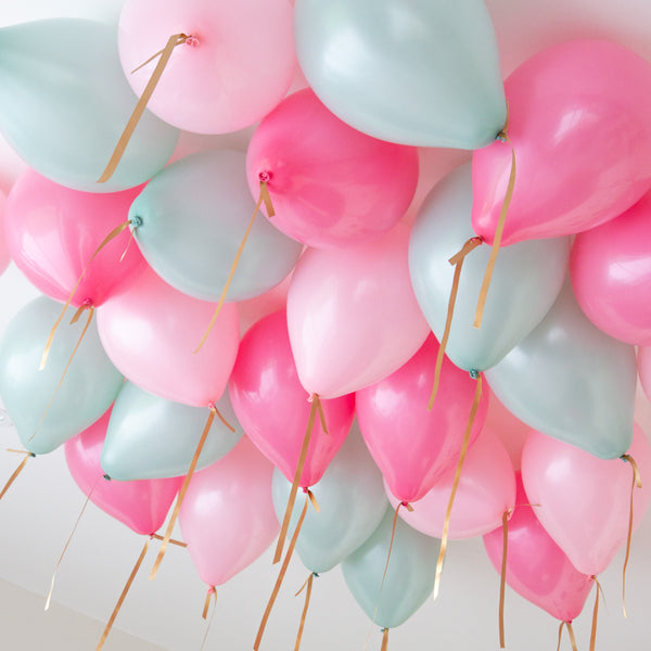 Pink Mint Helium Ceiling Balloons