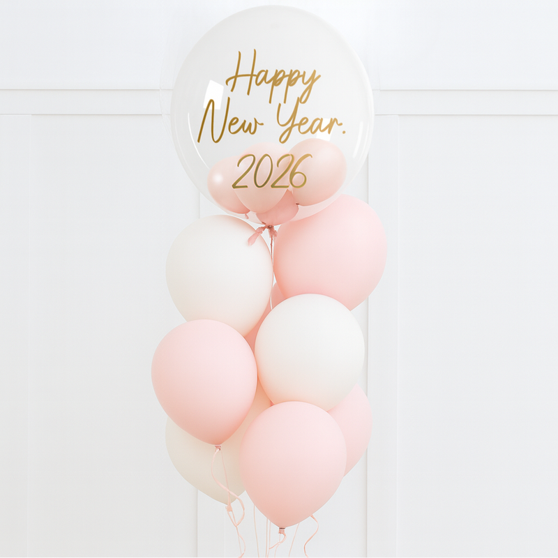 Pink New Year Personalised Bubble Latex Bunch