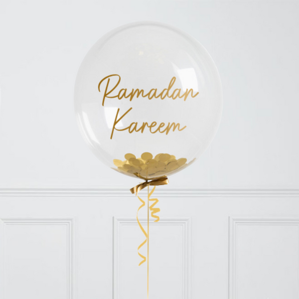 Ramadan Gold Confetti Bubble Personalised Balloon