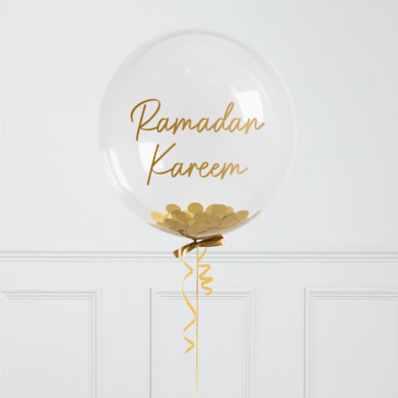 Ramadan Gold Confetti Bubble Personalised Balloon