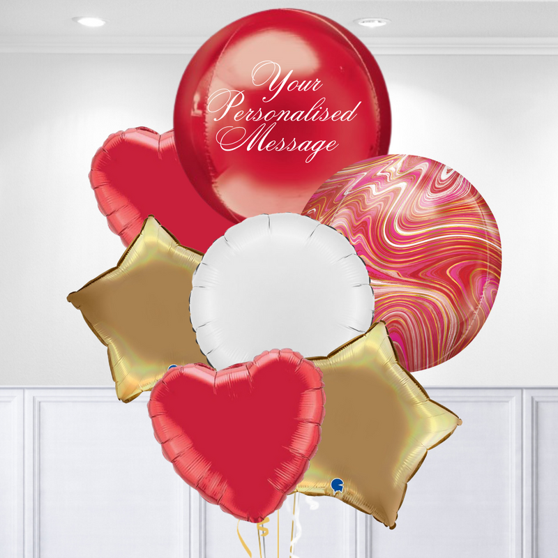 Red Marble Personalised Premium Balloon Bunch