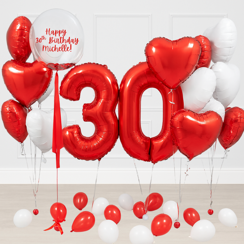 Red & White Birthday Balloons Package