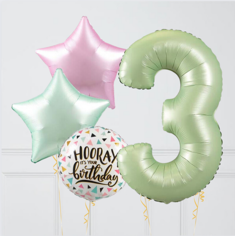 Pastel Olive Green Birthday Number Balloons Set (One Number)