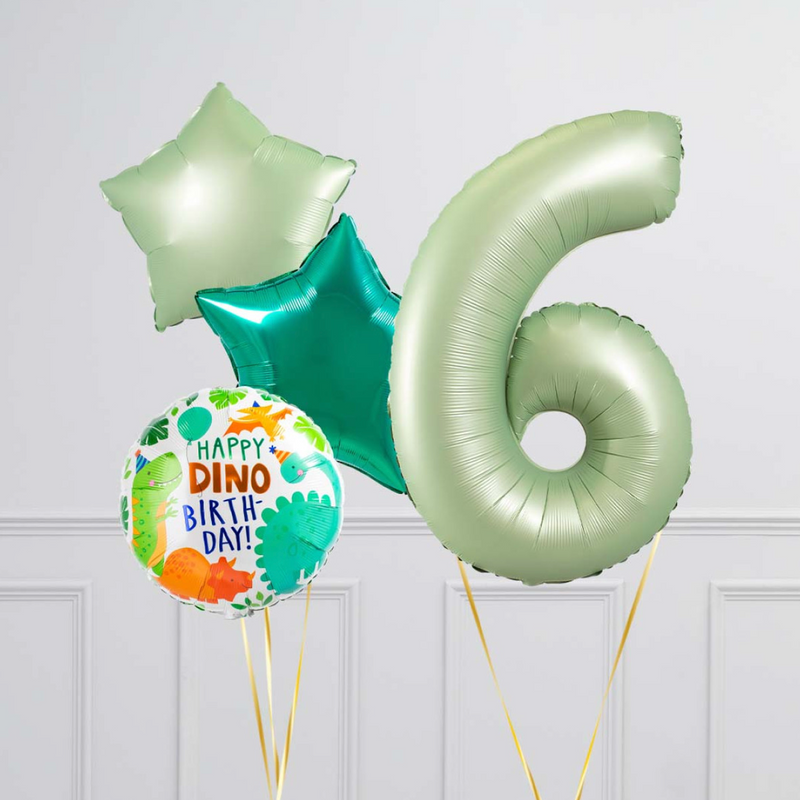 Dinosaur Olive Green Birthday Number Balloons Set (One Number)