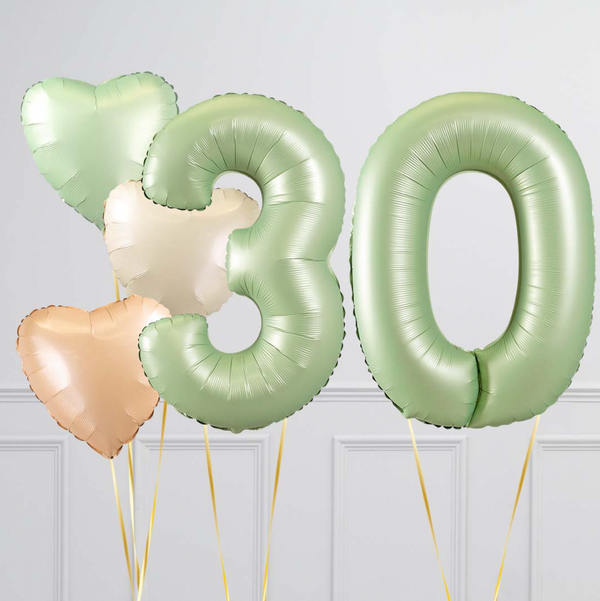 Blush Olive Green Birthday Number Balloons Set (Two Numbers)