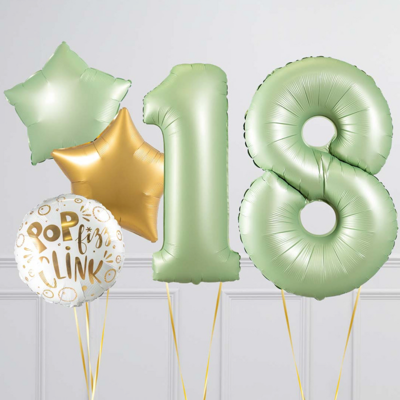 Pop Fizz Olive Green Birthday Number Balloons Set (Two Numbers)