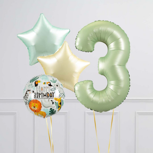 Safari Olive Green Birthday Number Balloons Set (One Number)