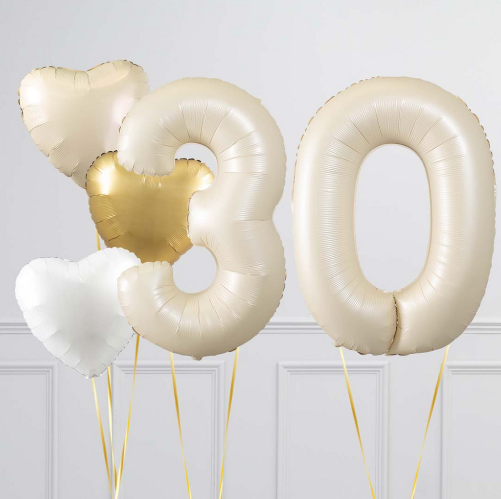 Cream Gold Birthday Number Balloons Set (Two Numbers) – Balloon Factory UAE