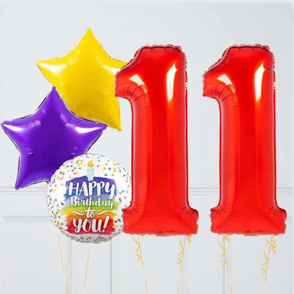 Red Rainbow Birthday Number Balloons Set (Two Numbers)