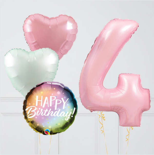 Baby Pink Pastel Birthday Number Balloons Set