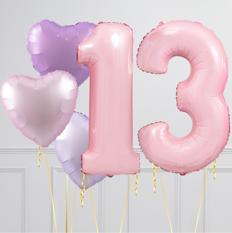 Lavender Rose Birthday Number Balloons Set (Two Numbers)