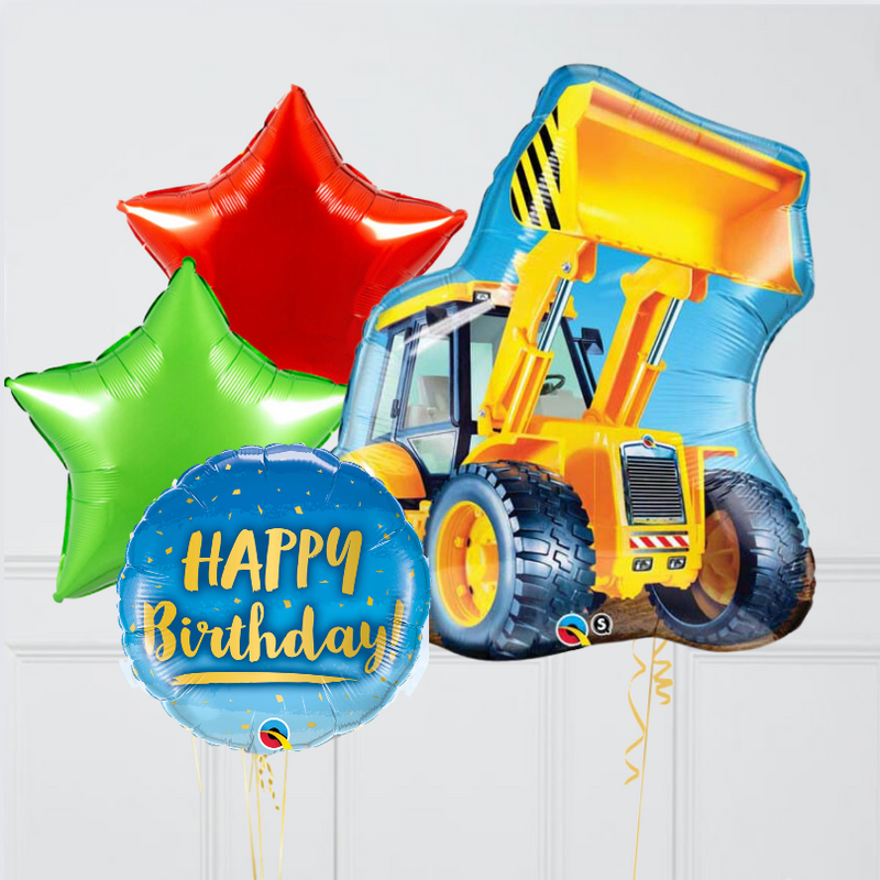 3D Excavator Digger Balloon - Huge 96x63cm Foil Balloon For Construction Themed Birthday Parties