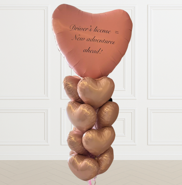 Bunch of 13 Pink Heart Balloons Personalised