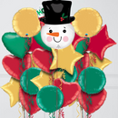 Merry Christmas Snowman Inflated Foil Balloon Bunch