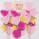 Valentine Love Patch Heart Foil Balloon Bouquet