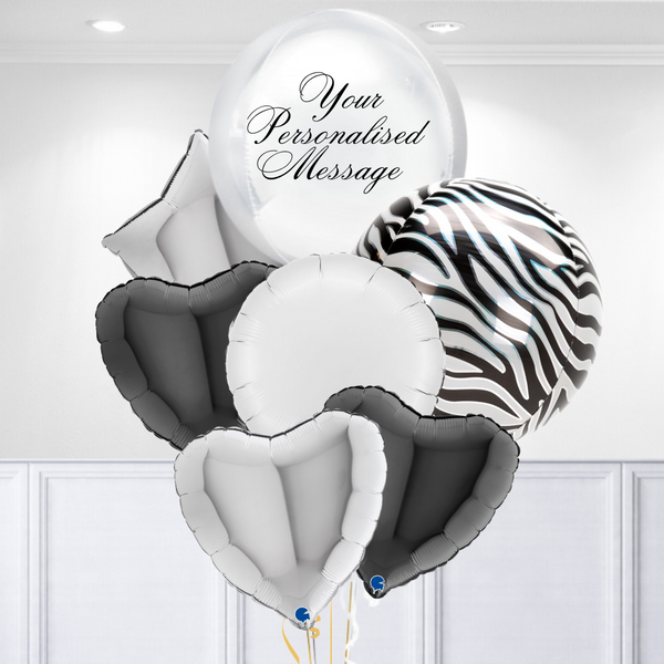 Zebra Pattern Personalised Premium Balloon Bunch