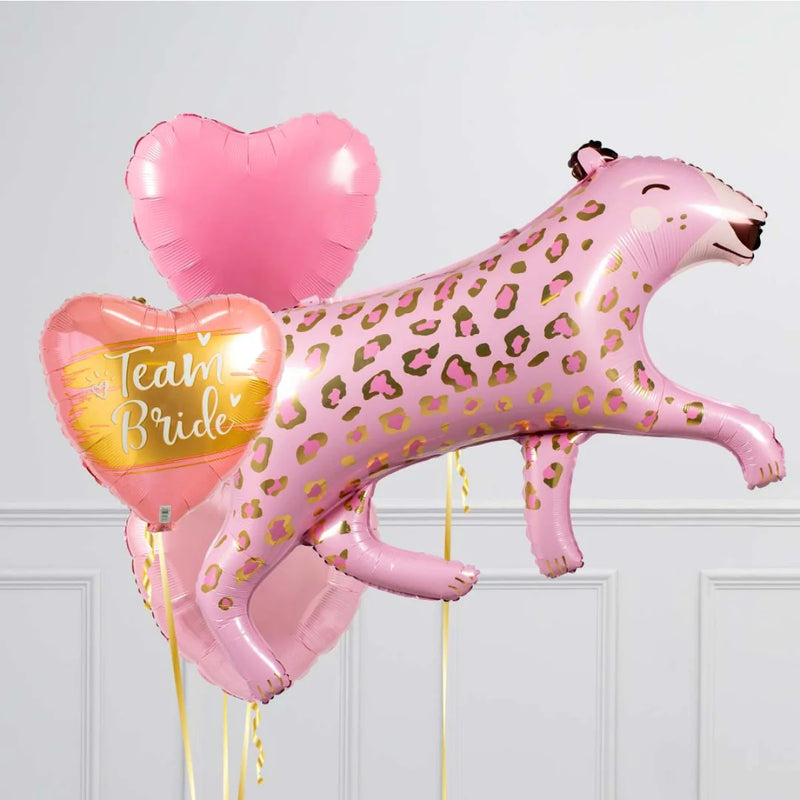 Team Bride Pink Leopard Supershape Set Foil Balloon Bouquet