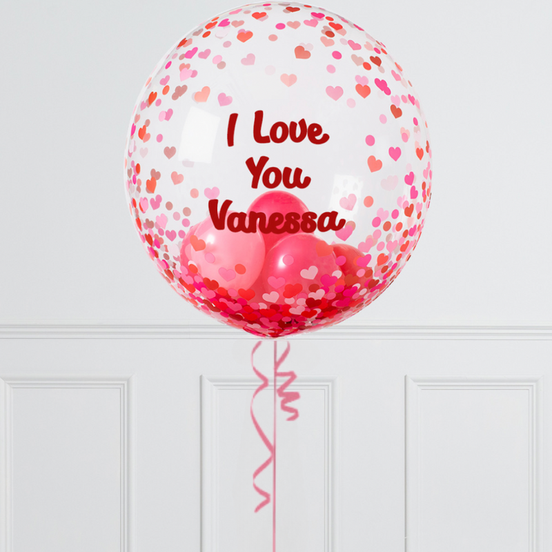 Loved-Up Filled Bubble Personalised Balloon