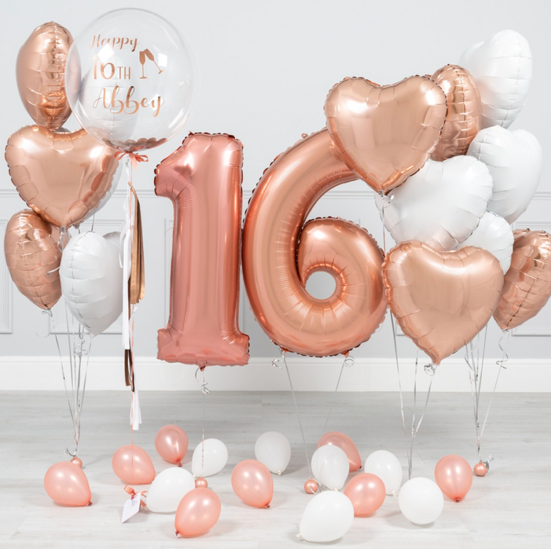 Rose Gold Birthday Balloons Package