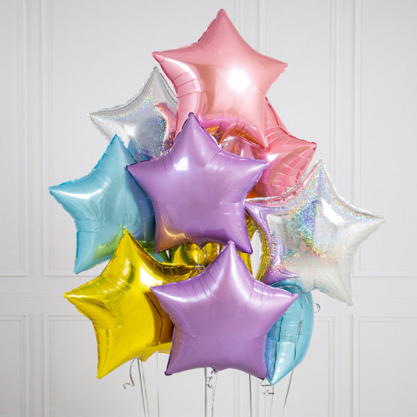 Ten Unicorn Stars Inflated Foil Balloons