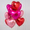 One Dozen Mixed Red Heart Foil Balloons
